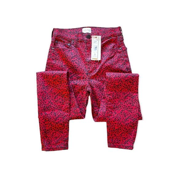 Alice + Olivia Ruby Red & Black Mini Leopard Print Pants |Size: 24| - Picture 4 of 10